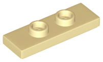 Plate Special 1 x 3 with 2 Studs with Groove and Inside Stud Holder (Jumper) in Tan