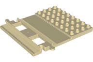 Duplo Train Track, Straight with 4 x 8 Plate on Side in Tan