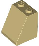 Brick Sloped 65° 2 x 2 x 2 Smooth without Bottom Tube in Tan