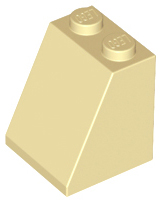 Brick Sloped 65° 2 x 2 x 2 with Bottom Tube in Tan