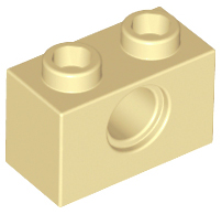 Technic Brick 1 x 2 [1 Pin Hole] in Tan