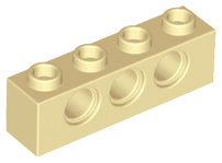 Technic Brick 1 x 4 [3 Pin Holes] in Tan