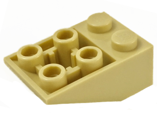 Brick Sloped Inverted 33° 3 x 2, Connections between Studs, Ovoid Bottom Pin in Tan