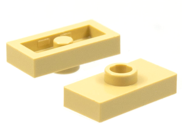 Plate Special 1 x 2 with 1 Stud without Groove (Jumper) in Tan