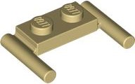 Plate Special 1 x 2 with Handles [Flat Ends / Low Attachment] in Tan