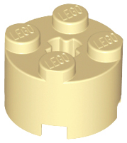 Brick Round 2 x 2 with Axle Hole in Tan