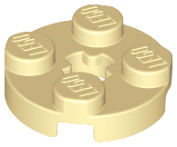 Plate Round 2 x 2 with Axle Hole Type 1 (+ Opening) in Tan