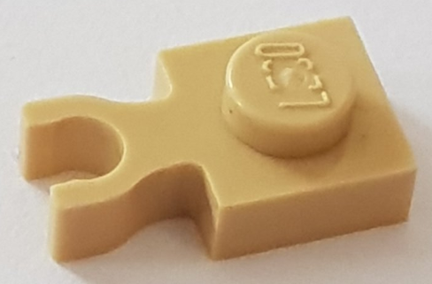 Plate Special 1 x 1 with Clip Vertical [Thick U Clip] in Tan
