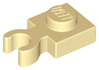 Plate Special 1 x 1 with Clip Vertical [Thick Open O Clip] in Tan