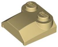 Brick Curved 2 x 2 x 2/3 Two Studs and Lip End in Tan