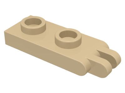 Hinge Plate 1 x 2 with 2 Fingers and Hollow Studs in Tan