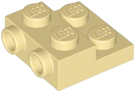 Plate Special 2 x 2 x 2/3 with Two Studs On Side and Two Raised [Half Hollow Anti-stud] - Updated Version in Tan