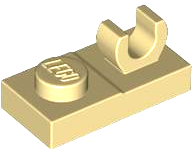 Plate Special 1 x 2, Top Clip [Open O] in Tan