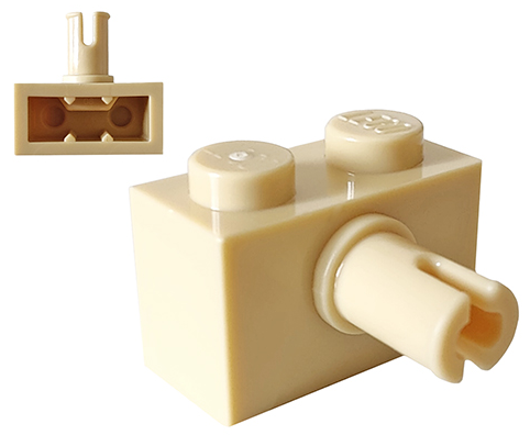Brick Special 1 x 2 with Pin - Bottom Stud Holder in Tan