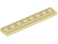Plate Special 1 x 8 with Door Rail in Tan