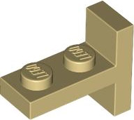 Bracket 1 x 2 with 1 x 2 Vertical Studs in Tan