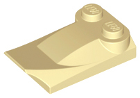 Brick Wedged, Curved 2 x 3 x 2/3 Two Studs, Wing End in Tan