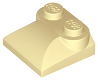 Brick Curved 2 x 2 x 2/3 Two Studs and Curved Slope End in Tan