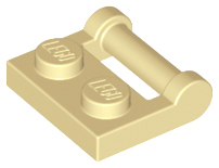 Plate Special 1 x 2 [Side Handle Closed Ends] in Tan