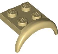 Wheel Arch, Mudguard 2 x 3 x 1 1/3 with 2 x 2 Plate in Tan
