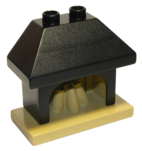 Duplo Fireplace with Black Top with 2 Top Studs in Tan