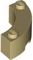 Brick Round Corner 3 x 3 Macaroni with 2 Studs in Tan