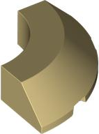 Brick Round Corner 4 x 4 x 1 with Bottom Cut Outs, No Studs, Flat Top in Tan