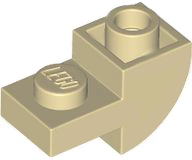 Brick Curved Inverted 1 x 2 with 1 x 1 Cutouts in Tan