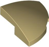 Brick Round Corner, Curved 2 x 2 x 2/3 Quarter Circle With 1 x 1 Bottom Cutout in Tan