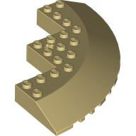 Brick Round Corner 10 x 10 with Slope 33° Edge, Axle Hole, Facet Cutout in Tan