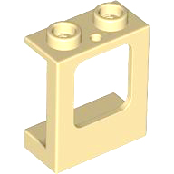 Window 1 x 2 x 2 Plane, Hollow Studs, Single Hole Top and Bottom for Glass in Tan