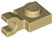 Plate Special 1 x 1 with Clip Horizontal [Thick U Clip] in Tan