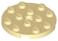 Plate Round 4 x 4 with Pin Hole in Tan