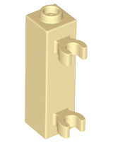 Brick Special 1 x 1 x 3 with 2 Clips Vertical [Hollow Stud, Open O Clips] in Tan