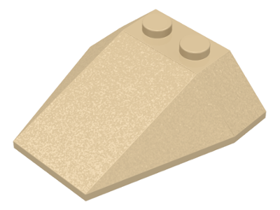Brick Wedged, Sloped 4 x 4 Triple, No Stud Notches in Tan