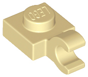 Plate Special 1 x 1 with Clip Horizontal [Thick Open O Clip] in Tan