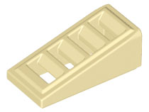 Brick Sloped 18° 2 x 1 x 2/3 with 4 Slots / Grate in Tan