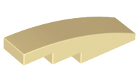 Brick Curved 4 x 1 No Studs [Stud Holder with Asymmetric Ridges] in Tan