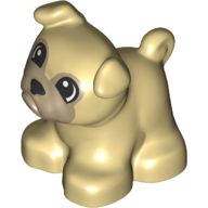 Duplo Animal Dog, Pug with Dark Tan Face and Black Nose Print in Tan