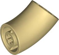 Brick Round 2 x 2 D. Tube with 45° Elbow and Axle Holes (Crossholes) at Each End [SHORT] in Tan