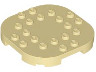 Plate Round Corners 6 x 6 x 2/3 Circle with Reduced Knobs in Tan