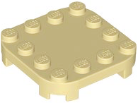 Plate Round Corners 4 x 4 x 2/3 Circle with Reduced Knobs in Tan