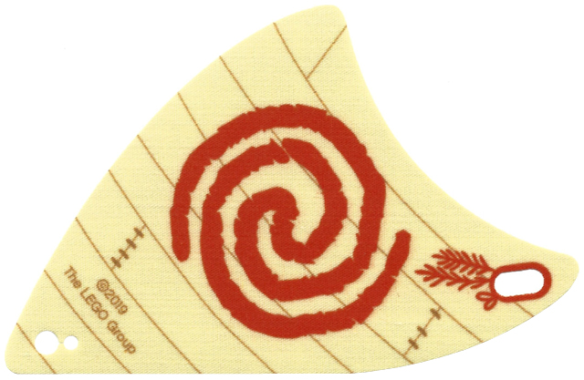 Sail, Triangular, with Red Spiral in Tan