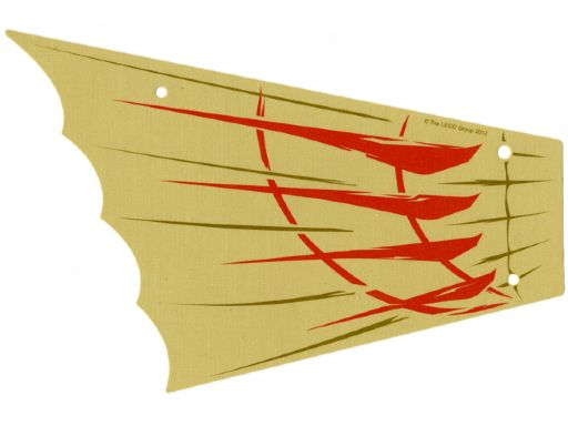 Sail, Scalloped, 28 x 18 Right with Red and Dark Tan Print in Tan