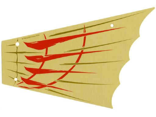 Sail, Scalloped, 28 x 18 Left with Red and Dark Tan Print in Tan