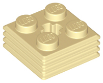 Plate Special 2 x 2 x 2/3 with Axle Hole and Grill on Sides (Haybale) in Tan