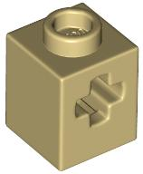 Technic Brick 1 x 1 with Axle Hole in Tan