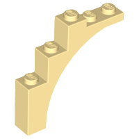 Brick Arch 1 x 5 x 4 [Irregular Bow, Raised Underside Cross Supports] in Tan