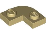 Plate Round Corner 2 x 2 with 1 x 1 Cutout in Tan