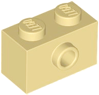 Brick Special 1 x 2 with 1 Center Stud on 1 Side, Bottom Stud Holder in Tan
